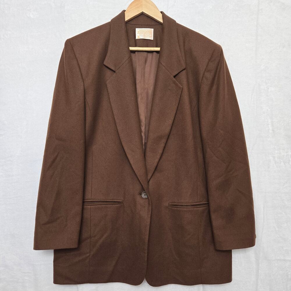 Pendleton Womens Vtg Y2K Brown Preppy Heritage Old Money Classic Wool Blazer 14